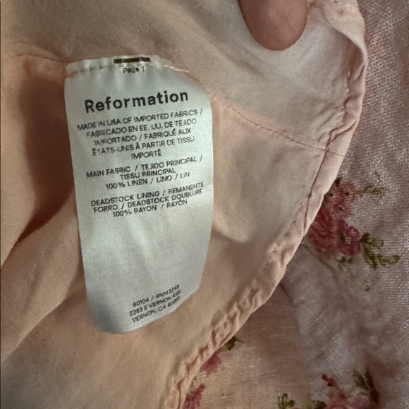 🌸REFORMATION BALIA🌸 Pink Floral Linen Dress size 12. Worn once, like new! - Picture 9 of 9